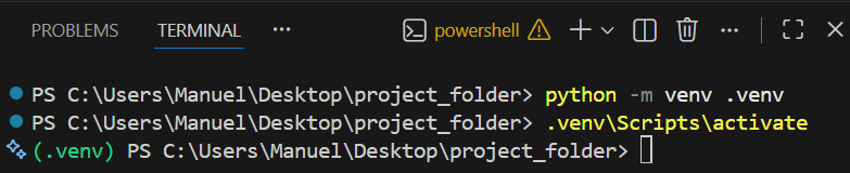 Venv in the Terminal
